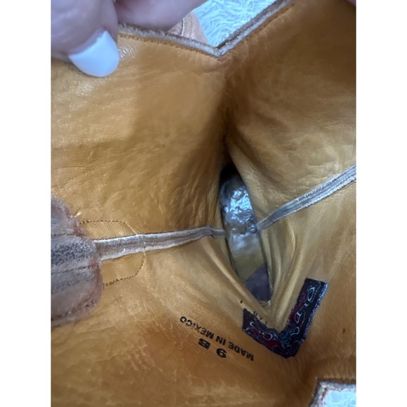 Vintage Old Gringo Suede Leopardito Ocre Womens Tan Western Cowboy Boots Size 7 - Picture 12 of 14